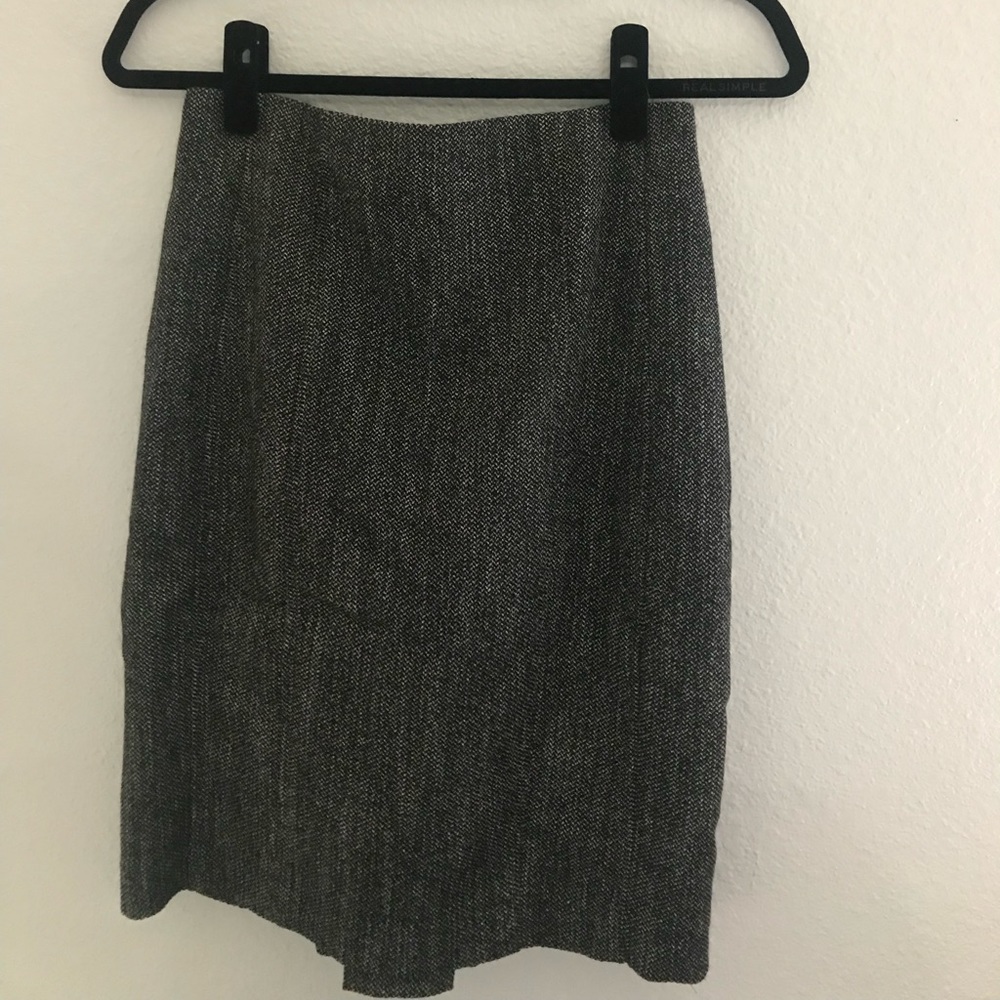 Express Check Tweed Knit Pencil Skirt-Pleated Slit